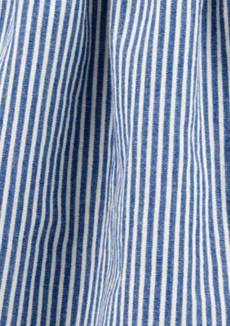 Toddler Girls Striped Cotton Chambray Jumper Dress