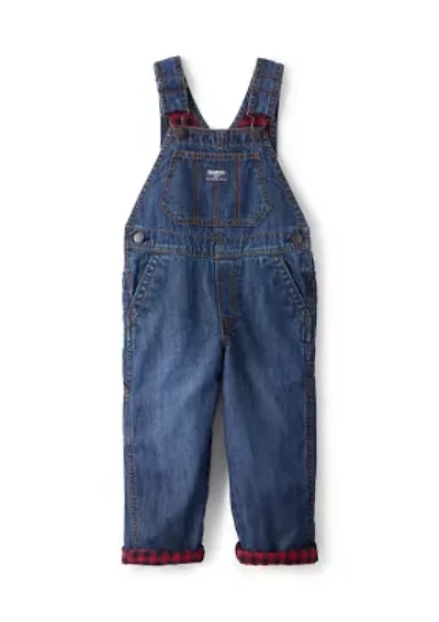 Toddler Boys Buffalo Print Cotton Sleeveless Overalls