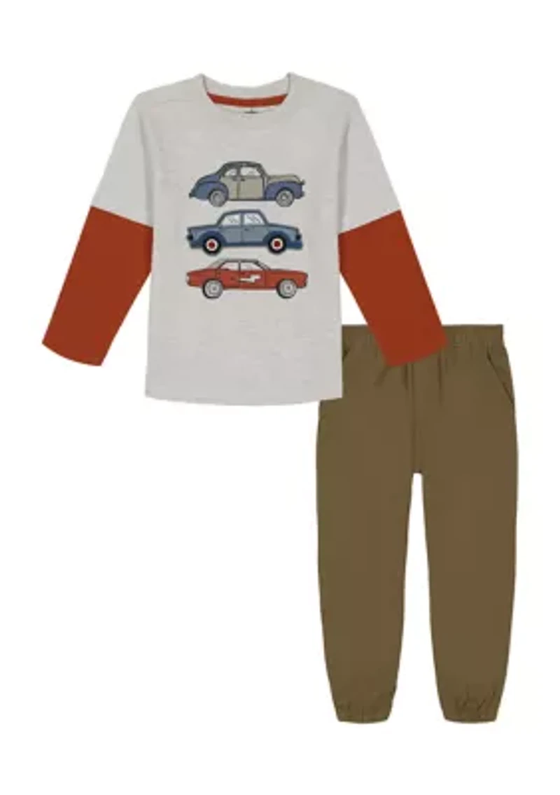 Baby Boys 2 Piece Knit T-Shirt and Woven Joggers Set