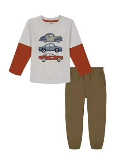 Toddler Boys 2 Piece Knit T-Shirt and Woven Joggers Set