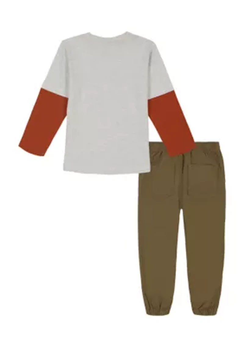 Toddler Boys 2 Piece Knit T-Shirt and Woven Joggers Set