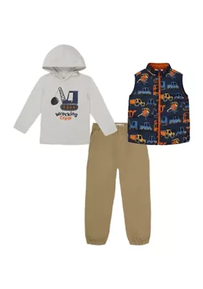 Baby Boys 3 Piece Puffer Vest Set
