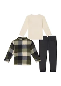 Baby Boys 3 Piece Fleece Shirt and Pants Set