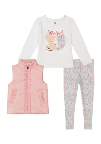 Baby Girls 3 Piece Puffer Vest Set