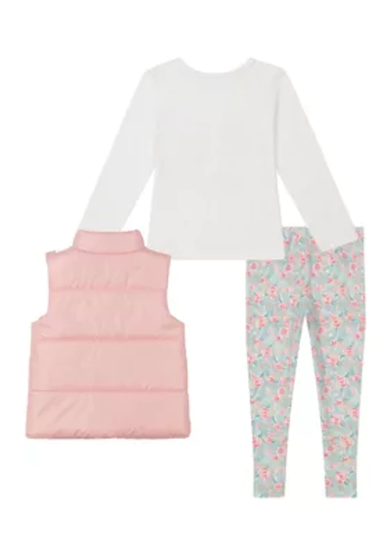 Baby Girls 3 Piece Puffer Vest Set