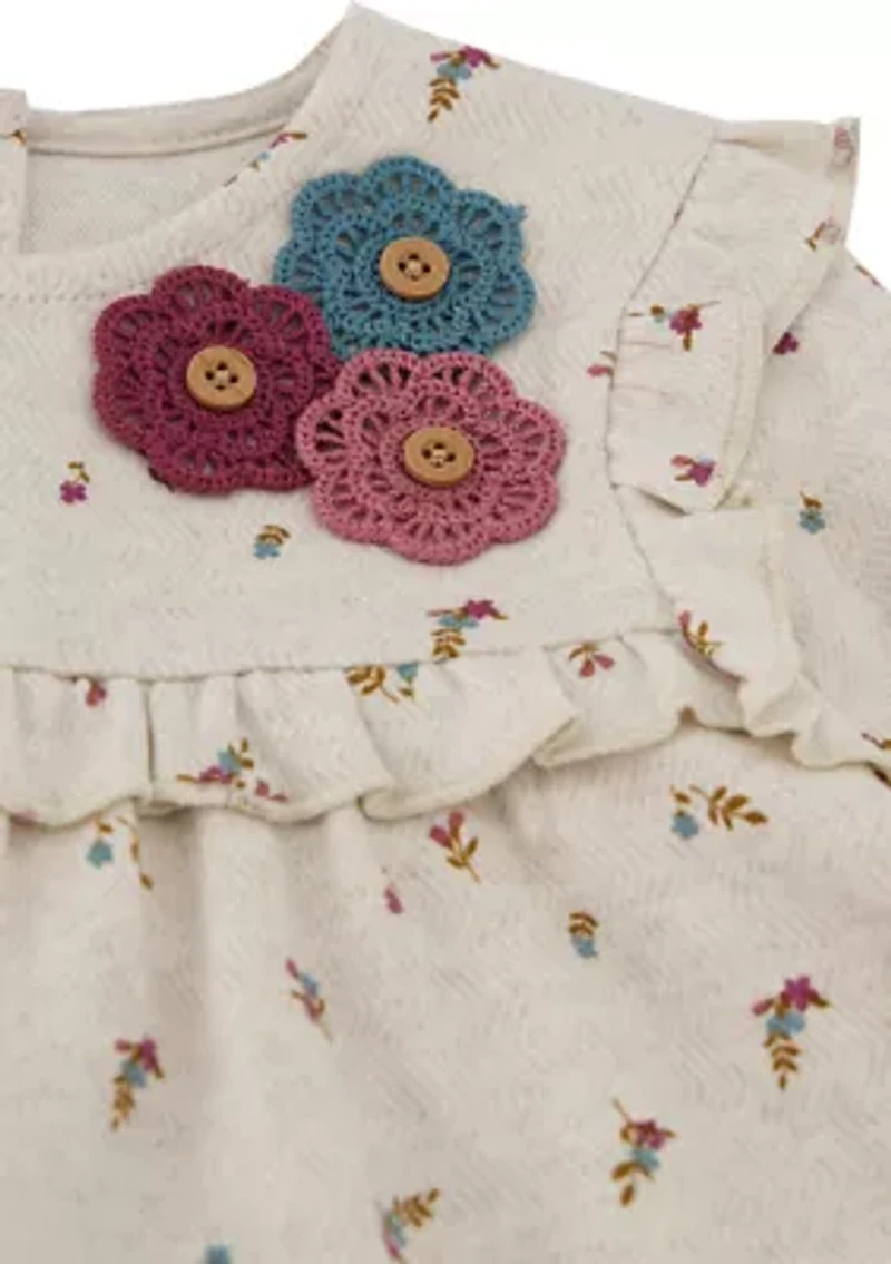 Toddler Girls Floral Appliqué Printed Top and Leggings Set