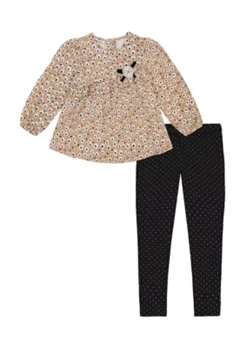 Baby Girls 2 Piece Printed Top and Leggings Set