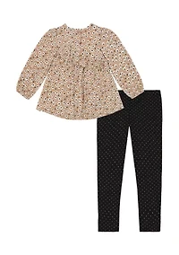 Baby Girls 2 Piece Printed Top and Leggings Set