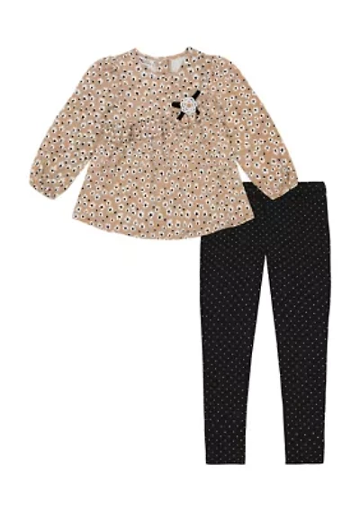 Toddler Girls 2 Piece Printed Top and Leggings Set