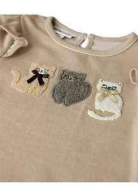 Toddler Girls Cat Appliqué Top and Printed Leggings Set