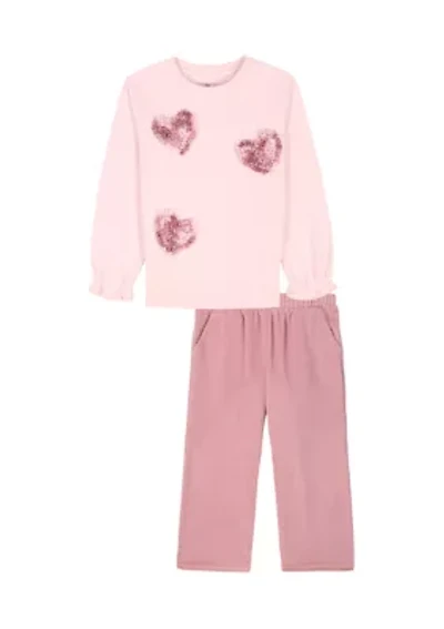 Baby Girls Wide Leg Ribbed Velour Set
