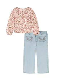 Baby Girls 2-Piece Knit Denim Set