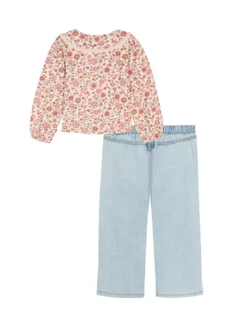 Baby Girls 2-Piece Knit Denim Set