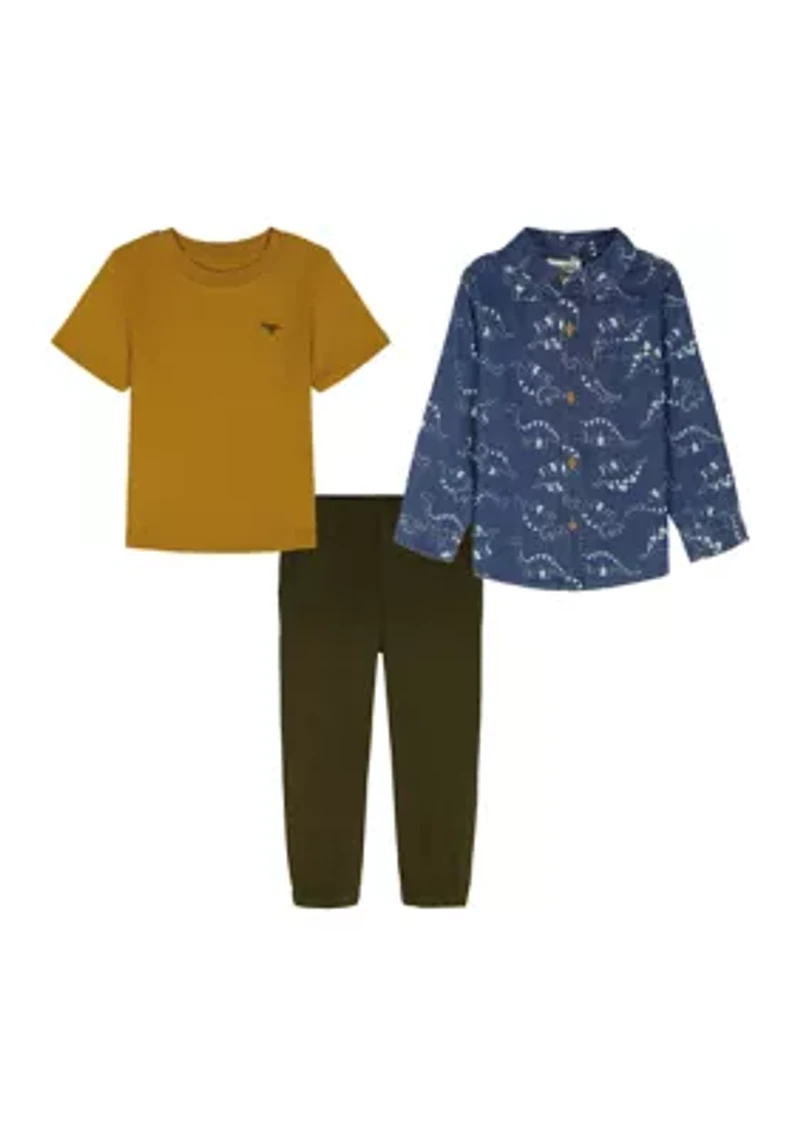 Baby Boys 3-Piece Woven Knit Set