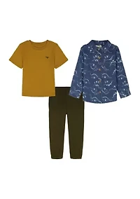 Baby Boys 3-Piece Woven Knit Set