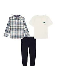 Toddler Boys 3-Piece Woven Knit Set