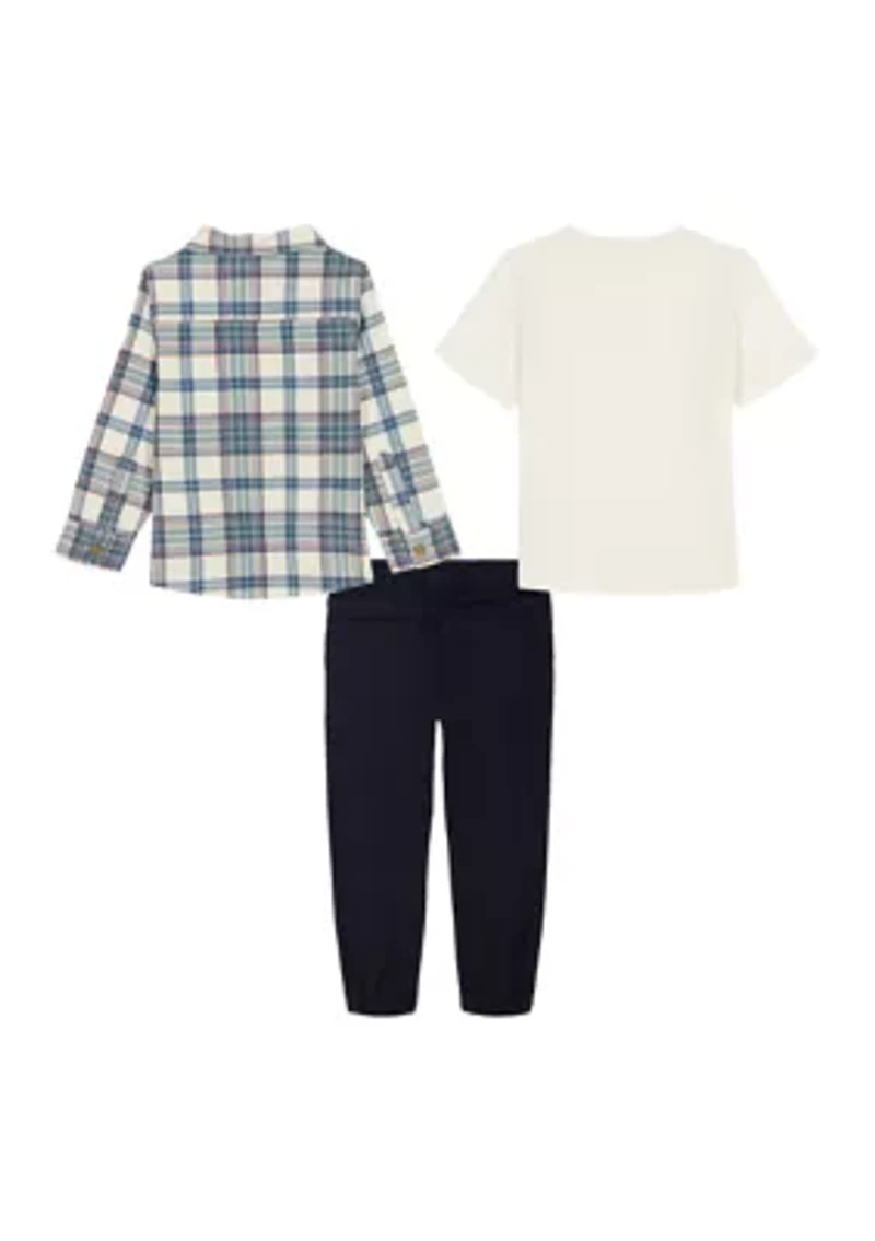 Toddler Boys 3-Piece Woven Knit Set