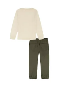 Toddler Girls Graphic Knit Top and Pants Set