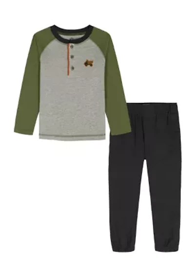 Baby Boys Henley T-Shirt and Woven Pants Set
