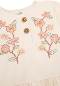 Baby Girls 2-Piece Knit Twill Top & Pant Set