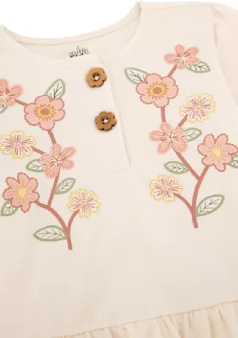 Baby Girls 2-Piece Knit Twill Set