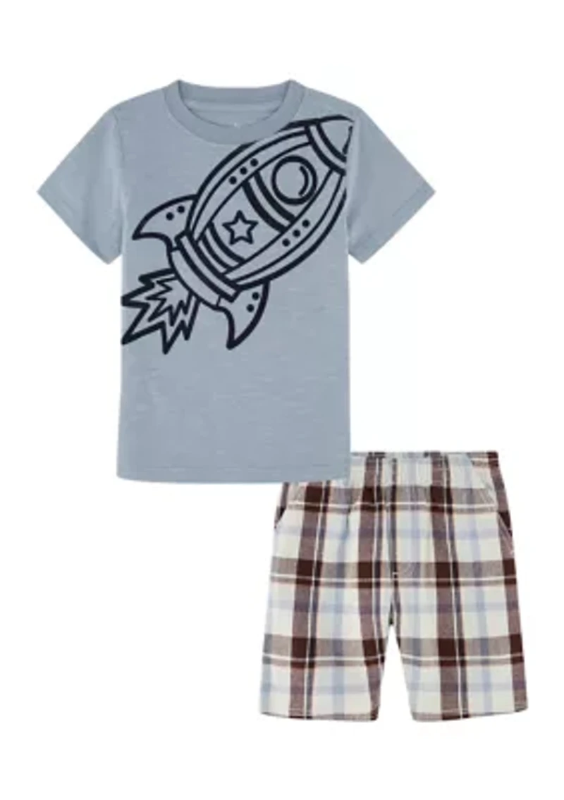 Toddler Boys Graphic T-Shirt and Printed Shorts Set