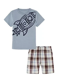 Toddler Boys Graphic T-Shirt and Printed Shorts Set