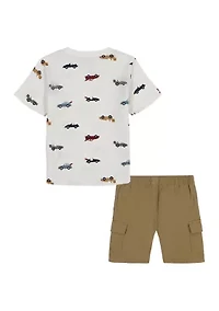 Toddler Boys Race Car Printed T-Shirt and Shorts Set