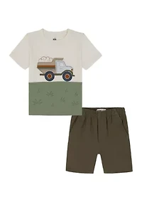 Baby Boys Truck Appliqué Short Set