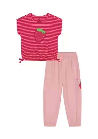 Toddler Girls Strawberry Gauze Jogger Set