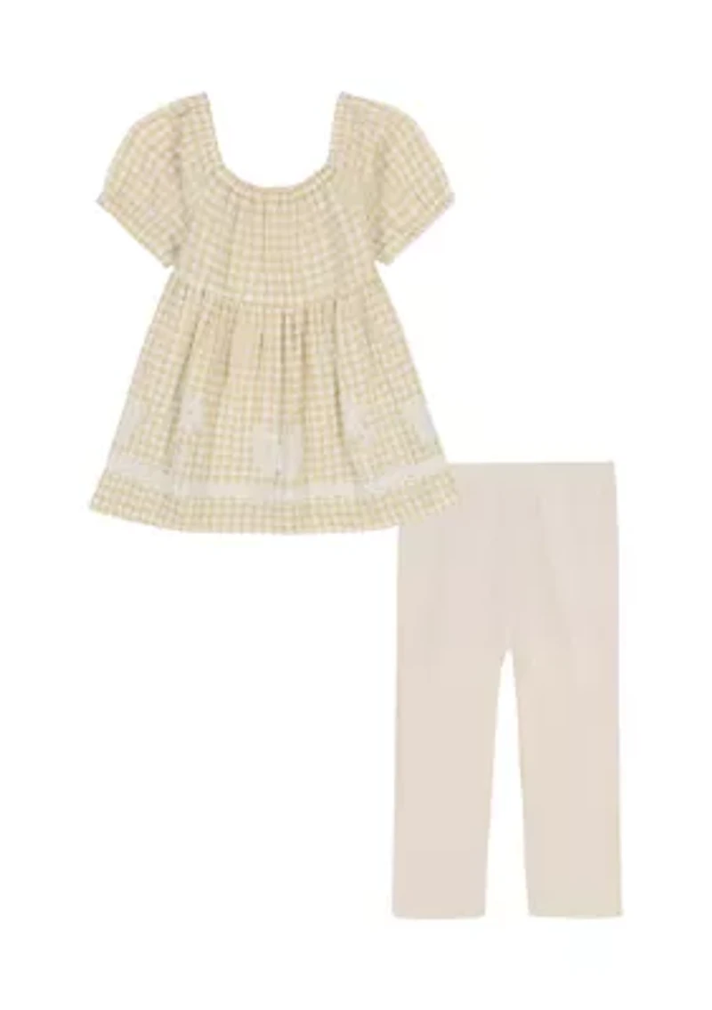 Baby Girls Gingham Printed Top and Leggings Set