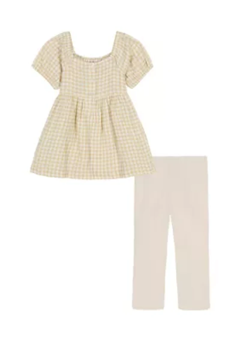 Baby Girls Gingham Printed Top and Leggings Set