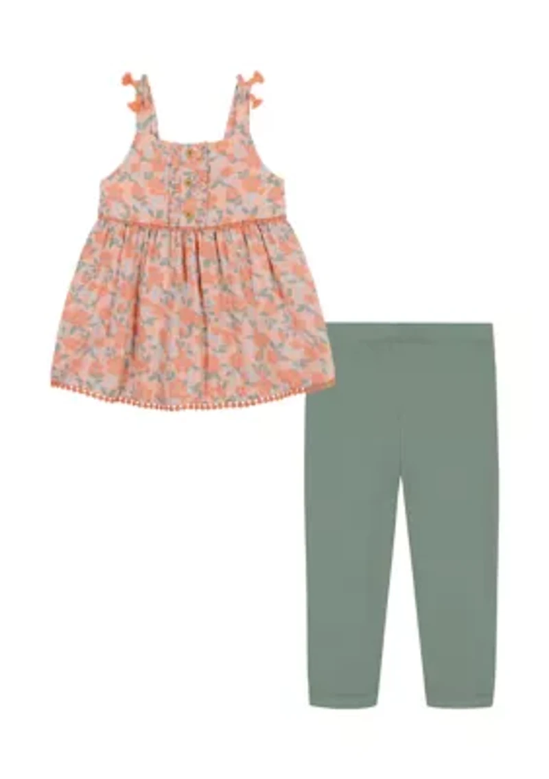 Toddler Girls Floral Printed Top and Leggings Set