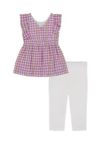 Toddler Girls Gingham Floral Legging Set