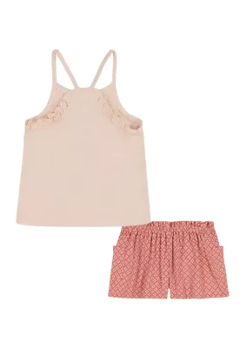 Baby Girls Giraffe Printed Tank Top and Shorts Set
