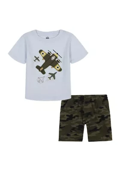 Baby Boys Plane Appliqué Shorts Set