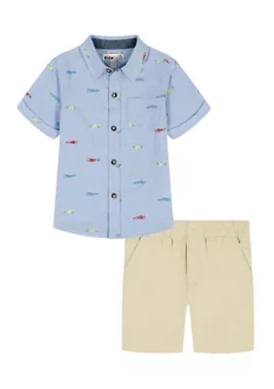 Toddler Boys Woven Shirt and Shorts Set