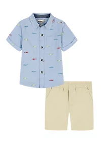 Toddler Boys Woven Shirt and Shorts Set