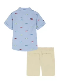 Toddler Boys Woven Shirt and Shorts Set