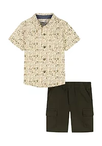Toddler Boys Woven Shirt and Shorts Set