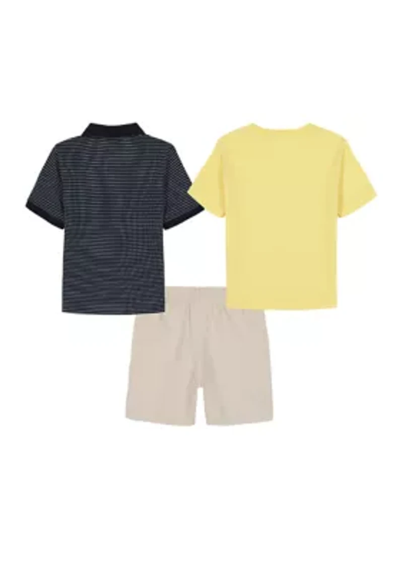 Baby Boys 3 Piece Woven Shirt Shorts Set