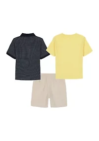 Toddler Boys 3-Piece Shirt and Shorts Set