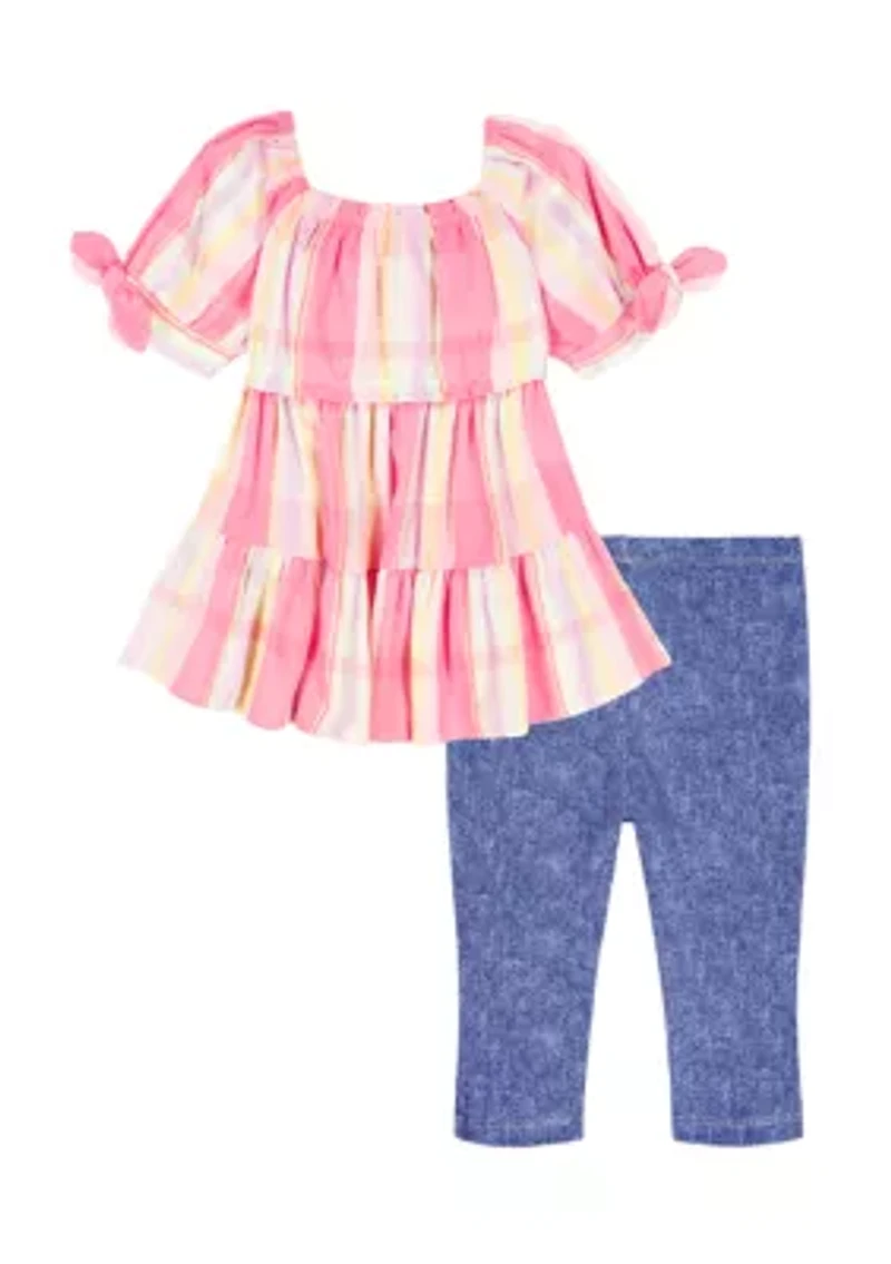 Toddler Girls Puff Sleeve Top and Leggings Set