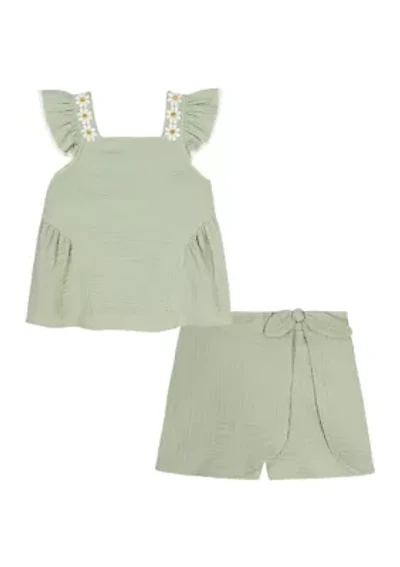 Toddler Girls Ruffle Tank Top and Shorts Set
