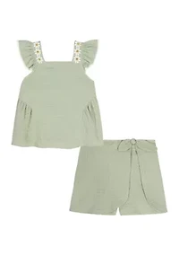 Toddler Girls Ruffle Tank Top and Shorts Set