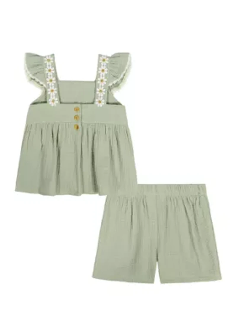 Toddler Girls Ruffle Tank Top and Shorts Set