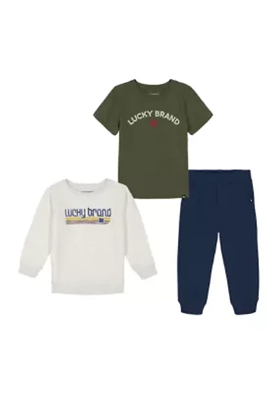 Toddler Boys 3 Piece Graphic Sweatshirt Set