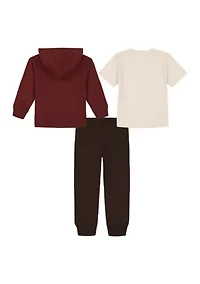 Toddler Boys 3-Piece Full Zip Hoodie Set