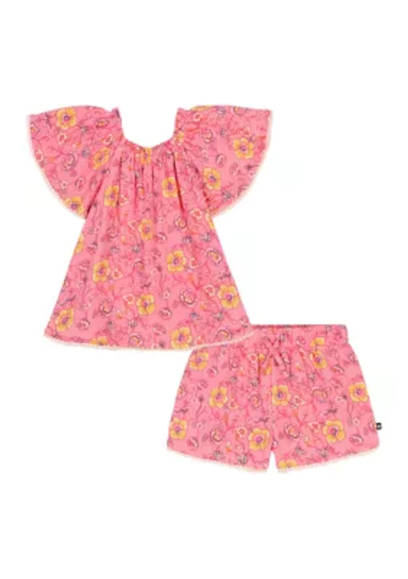 Toddler Girls Flutter Sleeve Top and Shorts Set
