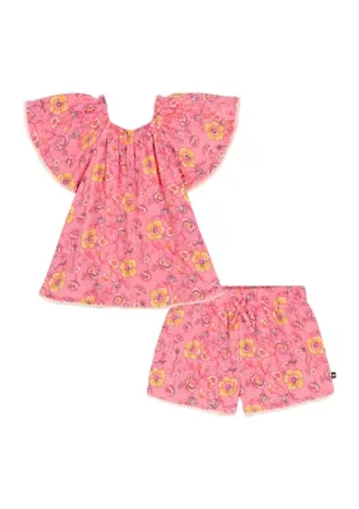 Toddler Girls Flutter Sleeve Top and Shorts Set